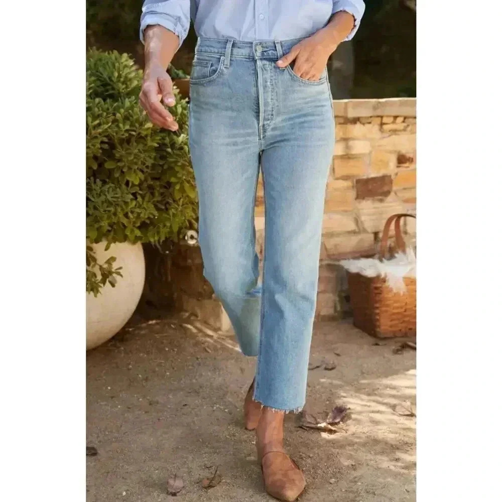 Frank & Eileen Monaghan Jeans High Rise Button Fly Raw Hem Womens Size 28
